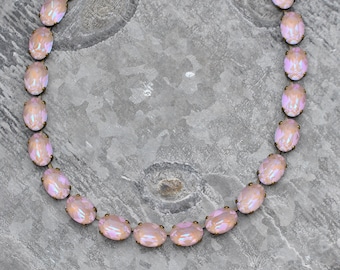 Soft Pink Necklace, Swarovski Crystal Necklace, Anna Wintour Necklace, Crystal Rhinestone, Light Salmon Pink, Pink Rainbow Necklace, Gift