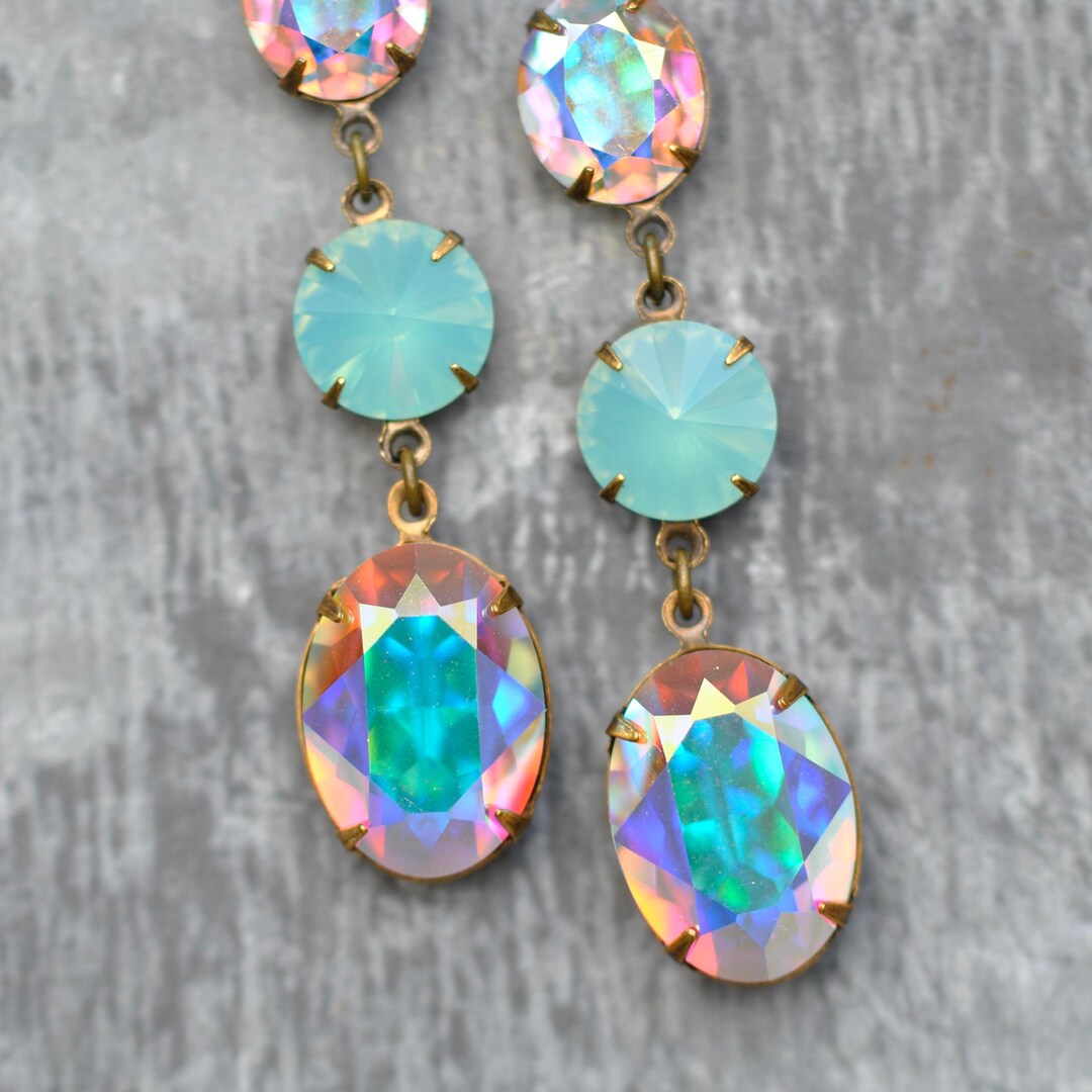 Rainbow, Aurora Borealis Earrings, Swarovski Crystal Earrings