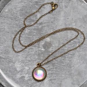 Rainbow Necklace, Aurora Borealis Necklace, Mermaid Jewelry, Glass Bubble, Pastel Rainbow, Vintage Pendant, Bubbles, Mashugana, Gift For Her image 3