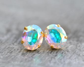 Rainbow, Swarovski Crystal Stud Earrings, Vintage Aurora