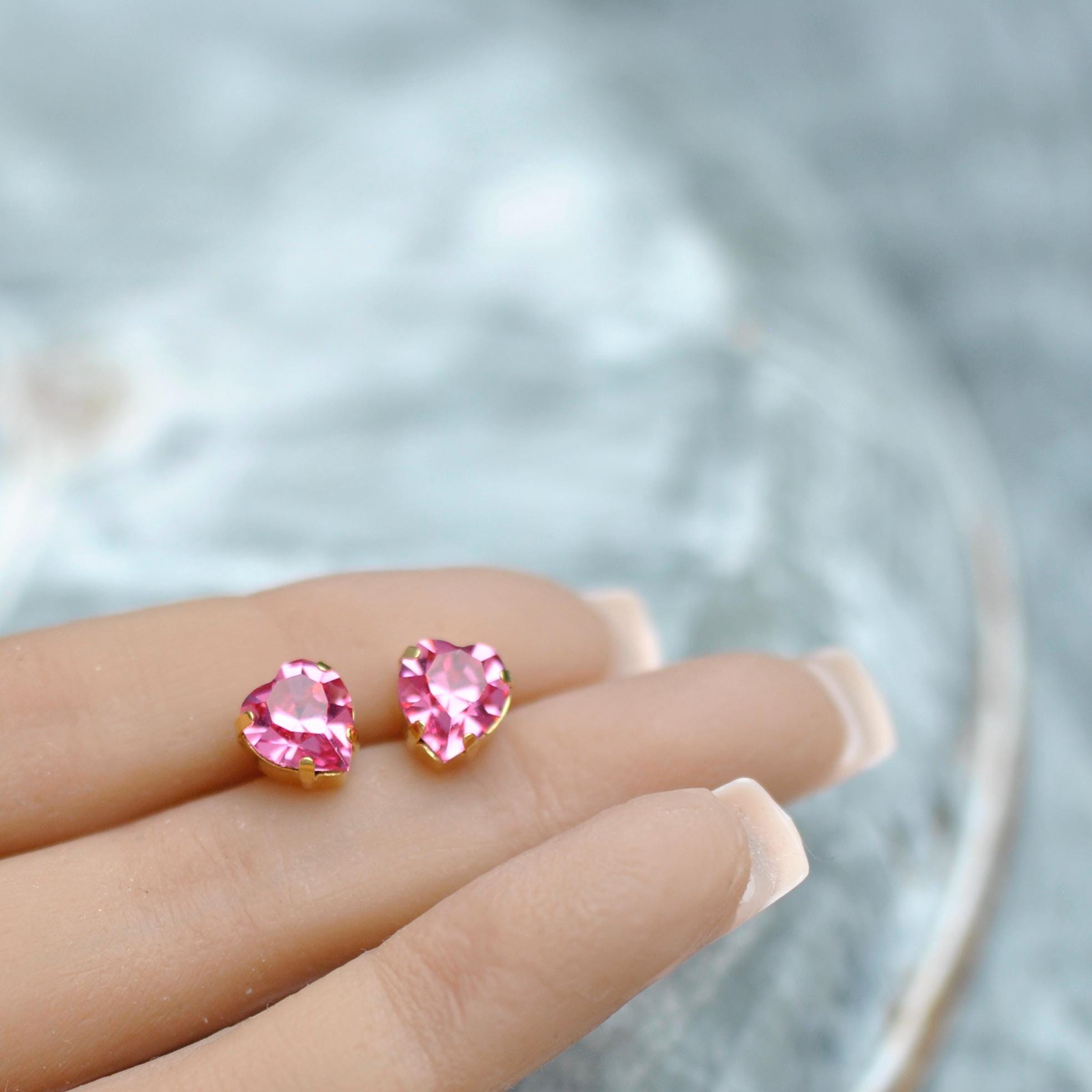 Orecchini A Cuore Rosa Cavo In Acrilico - Leggeri 5,5g, Gioielli Moda Per Donna - Regalo Romantico Per Fidanzata, Amica, Sorella