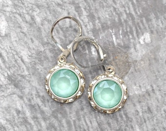 Mint Dangle Earrings, Pastel Green, Swarovski Dangle Drop Earrings, Sugar Sparklers, Crystal Earrings, Gift For Her, Bridesmaid Gift