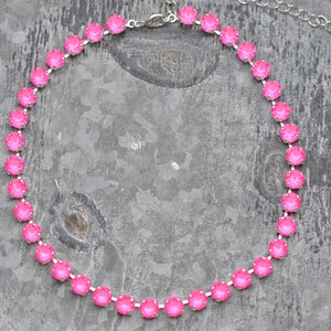 Pink Rhinestone Choker Hot Neon Pink Rhinestone Choker Necklace Swarovski Crystal Ultra Pink ...