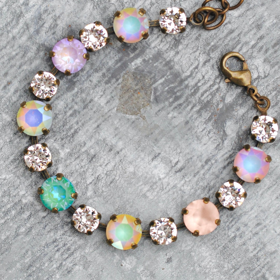 Rainbow Bracelet Pastel Bracelet Crystal Bracelet 8mm Etsy