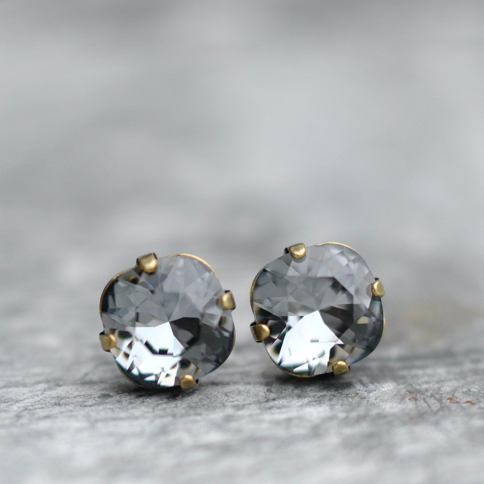 Gray 2024 crystal earrings