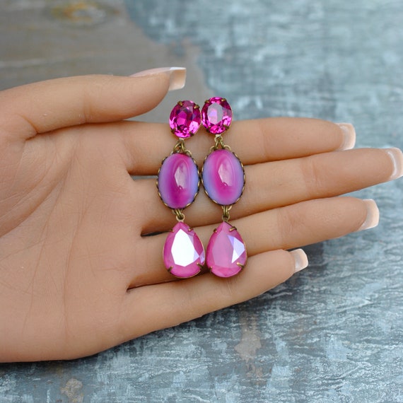 ピアス Fay Rose Gold Fringes Crystal Earrings Wholesale Sparkling Rhinestone Fringe Rose Glass Post