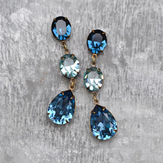 Set of Three Pairs Crystal Rhinestone Stud Earrings AB Multicolor Pink and Blue Set of Three Pairs Crystal Rhinestone Stud Earrings AB Multicolor Pink and Blue
