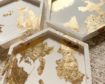 Waben Hexagon Harz und 24K Gold Untersetzer für Wohnzimmer & Couchtisch Dekor