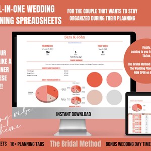 Hochzeitsplanung Spreadsheets, Hochzeitsplaner, Digitaler Hochzeitsplaner, Budget, Gäste-Tracker, Timeline-Vorlage, Flitterwochen-Budget