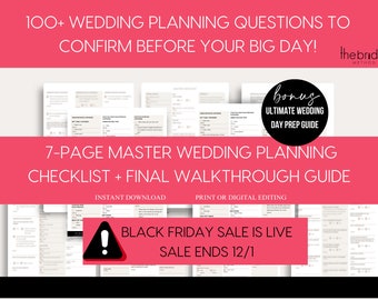 Wedding Planning Checklist, Digital Wedding Planning Checklist, Printable Wedding Checklist, Venue Checklist, Ceremony Checklist,