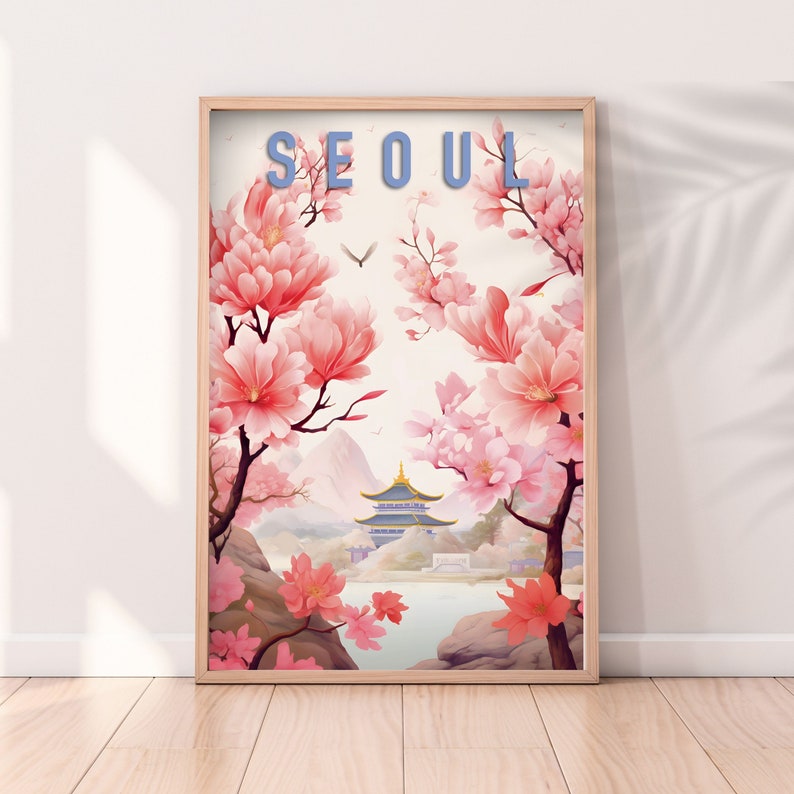 Retro South Korea Print Wall Art, Seoul, Minimalist Vintage Style Art