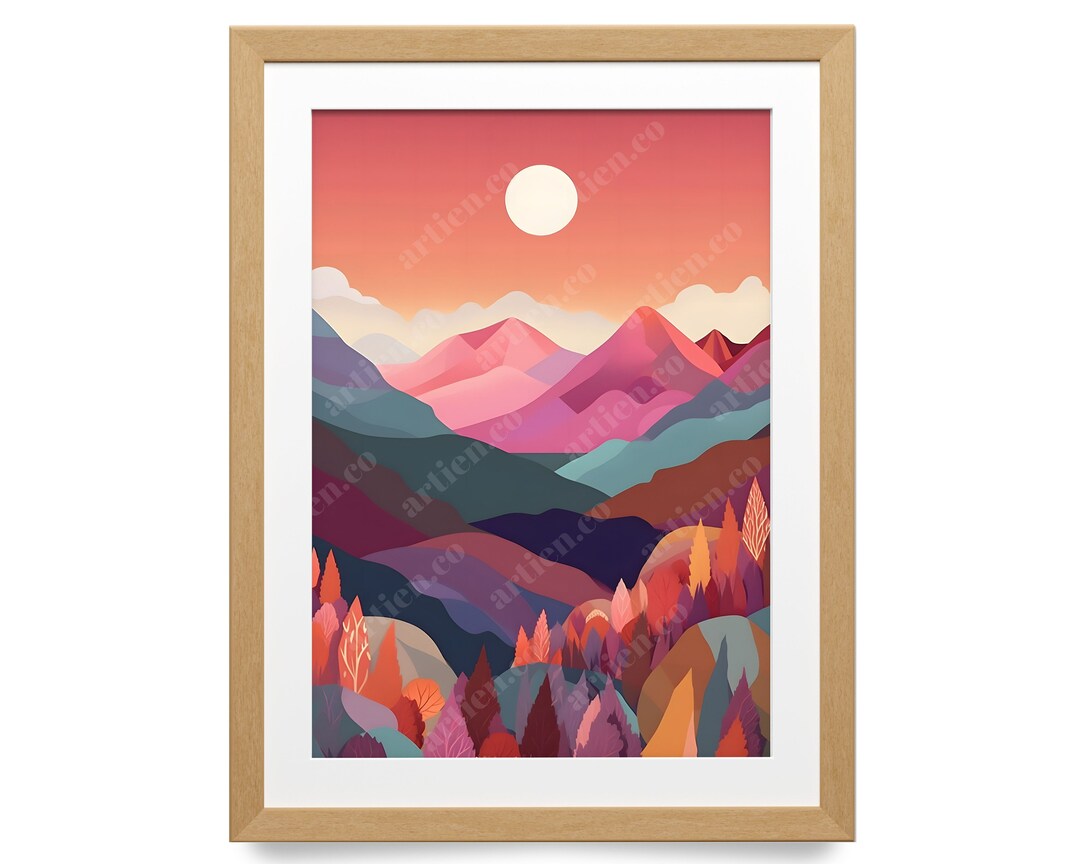 Abstract Mountain Wall Art, Scenery Art Print, Colorful Wall Art