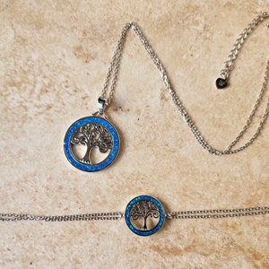 Parure en argent Arbre de vie collier bracelet, cadeau pour elle, Silbernes Set aus Halskettearmband, Ensemble collierbracelet en argent. image 3