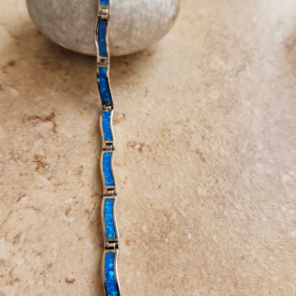 Blue opal bracelet, greek bracelet, greek ancient jewelry, 925 silver and blue opal, bijoux grec, griechischen Schmuck, gioielli greco