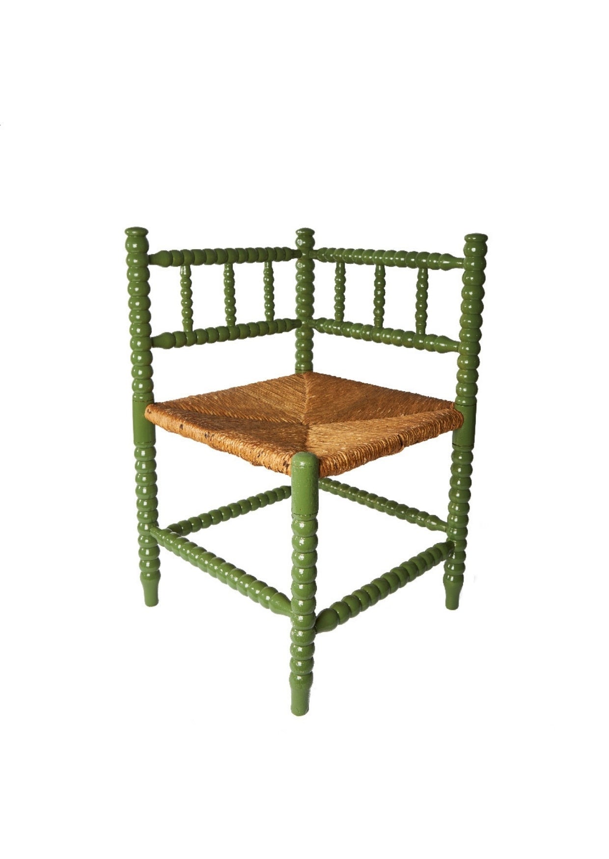 Antique Bobbin Stool Green Chair