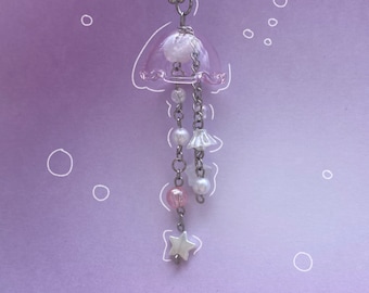 jellyfish pink pearl beaded charm/keychain