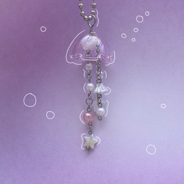 jellyfish pink pearl beaded charm/keychain