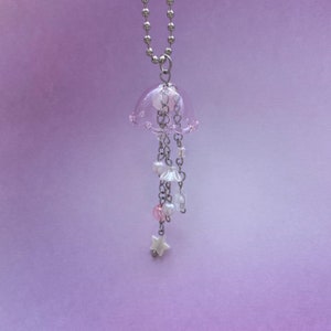 jellyfish pink pearl beaded charm/keychain image 3