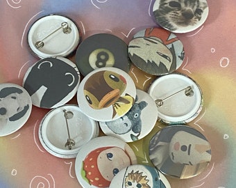 cute custom buttons / pins 32 mm