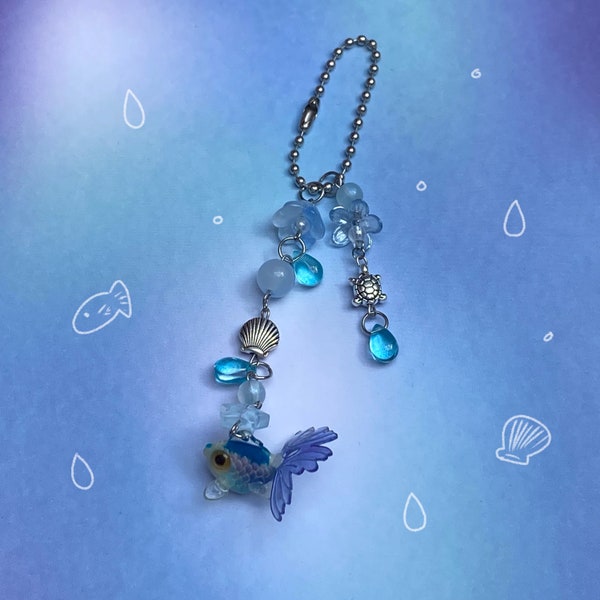 blue ocean sea fish keychain/charm