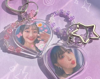 custom kpop photo heart keychains