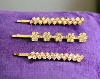 Set di 2/Spille di cristallo/ Fermaglio per capelli da sposa/Accessori per capelli da sposa/Stile vintage/Regalo per lei/