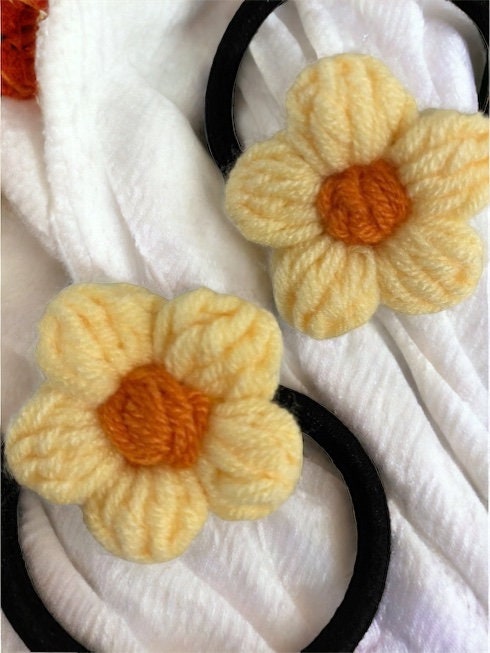 2 pcs Cute Daisy Hair Ties Set – Brown & Cream Flower Ponytail Holders Amazon.com: 2Pcs Set Hair Ties For Girls, Handmade Cotton  main image 3