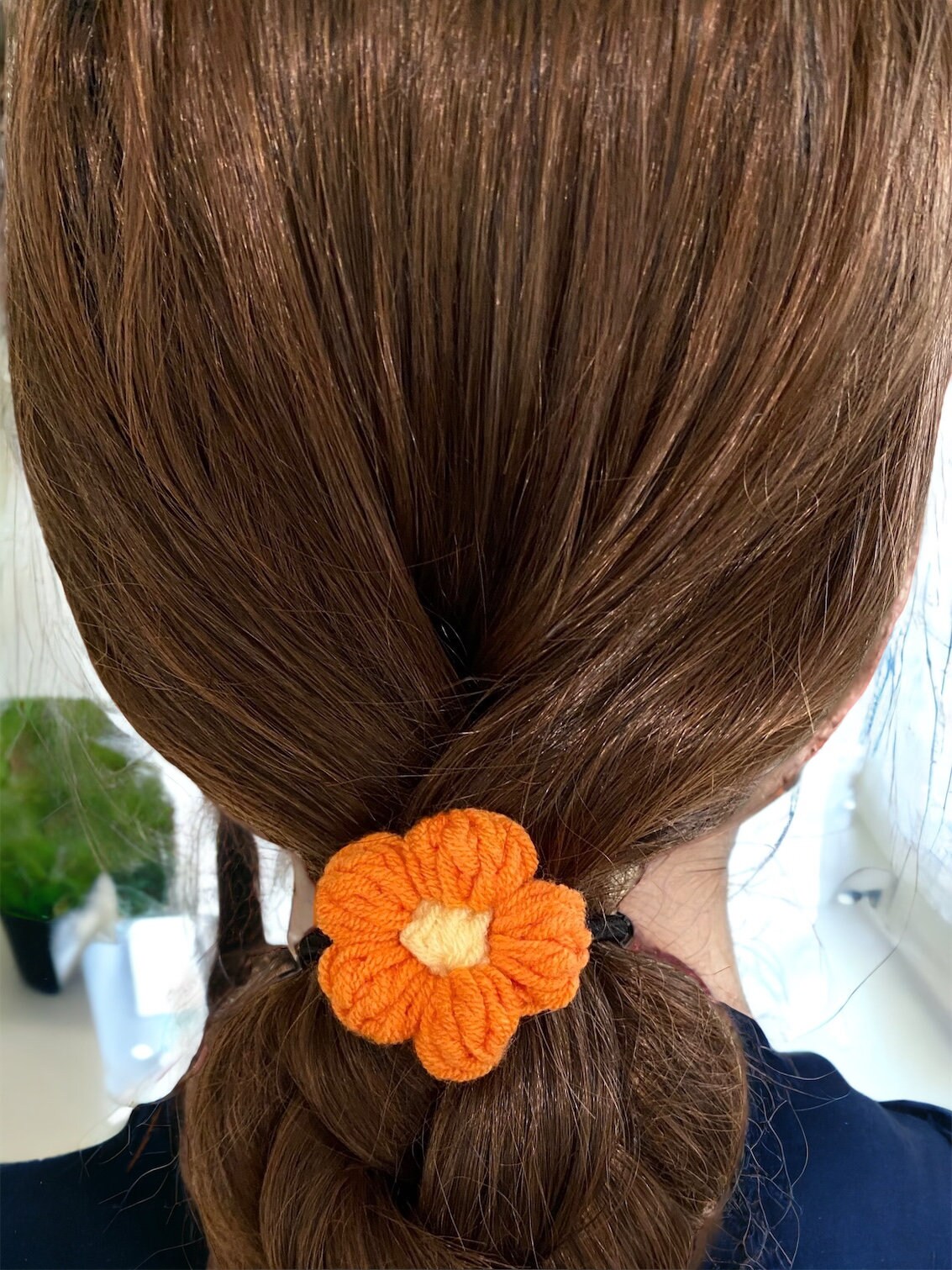 Set of 2/daisy Crochet Floral Hair Tie/ponytail Holder/girls  display picture 2