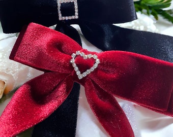 Laço de cabelo de veludo de cauda longa/veludo de vison macio/laço de cabelo de veludo preto/laço de cabelo de veludo vermelho borgonha/presente para ela/presente de aniversário/presente de dia das mães