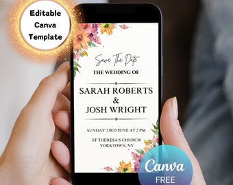 Digital Save the Date Invitation Save the Date e-invite Template Electronic Save the Date text Invite Minimalistic Save the Date Editable