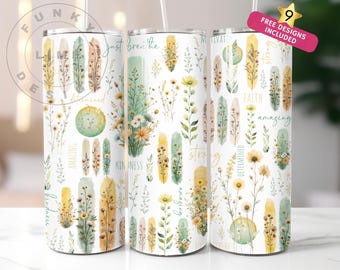 Just Breathe Positivity Affirmation 20 oz Skinny Tumbler Sublimation Design Digital Download PNG Instant DIGITAL ONLY, Tumbler Wrap