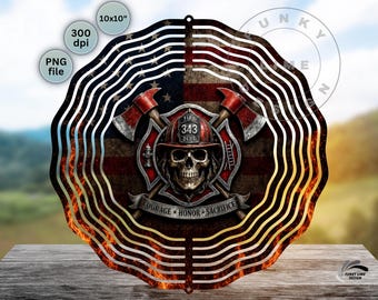 Fire Fighter Windspinner PNG, Garden Wind Spinner Sublimation (Digital Download)