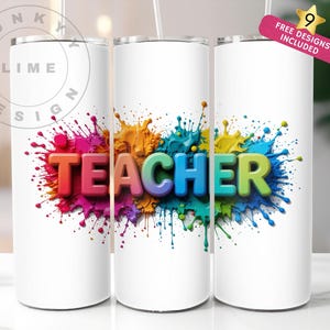 Teacher 20 oz Skinny Tumbler, Teacher Tumbler Sublimation Design, Teacher Appreciation, Teacher Wrap, Teacher Life PNG Instant Download