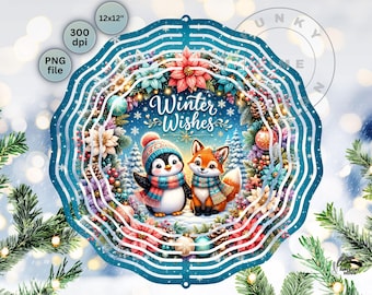 Christmas Penguin Windspinner PNG, Garden Wind Spinner Sublimation (Digital Download)