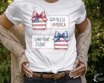 God Bless America Png, Coquette Fourth of July PNG, Sublimation art, digital download, PNG art, America png, Patriotic png, Bows Png