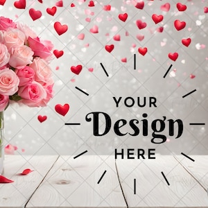 Valentines background product mockup, Valentine day digital backdrop mockups, Styled stock photography, Wedding, Product display photo JPG
