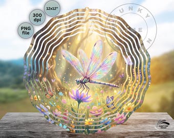 Summer Dragonfly Windspinner PNG, Garden Wind Spinner Sublimation (Digital Download)