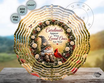 Cardinal Gnome png, Memorial Windspinner PNG, Garden Wind Spinner Sublimation (Digital Download)