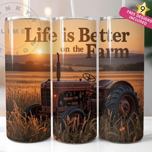 Life is Better on the Farm Life 20 oz Skinny Tumbler Sublimation Design Digital Download PNG Instant DIGITAL, Barn Rustic Ranch Tumbler Wrap
