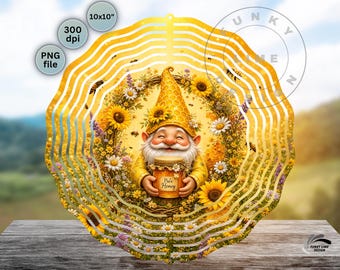 Honey Gnome Windspinner PNG, Garden Wind Spinner Sublimation (Digital Download)
