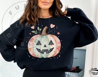 Preppy Floral Pumpkin png, Pastel Halloween png, Ditsy Floral Fall png, Girly Autumn png, Coquette Spooky Season png, Sublimation png