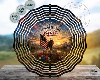 Land of the Free PNG, Garden Wind Spinner Sublimation (Digital Download)