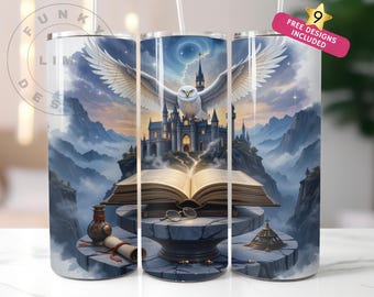 Wizard World Tumbler Wrap Png, 20oz 30oz Skinny Tumbler Design, Wizard School Sublimation Wrap, Magic Tumbler Png, Digital Download