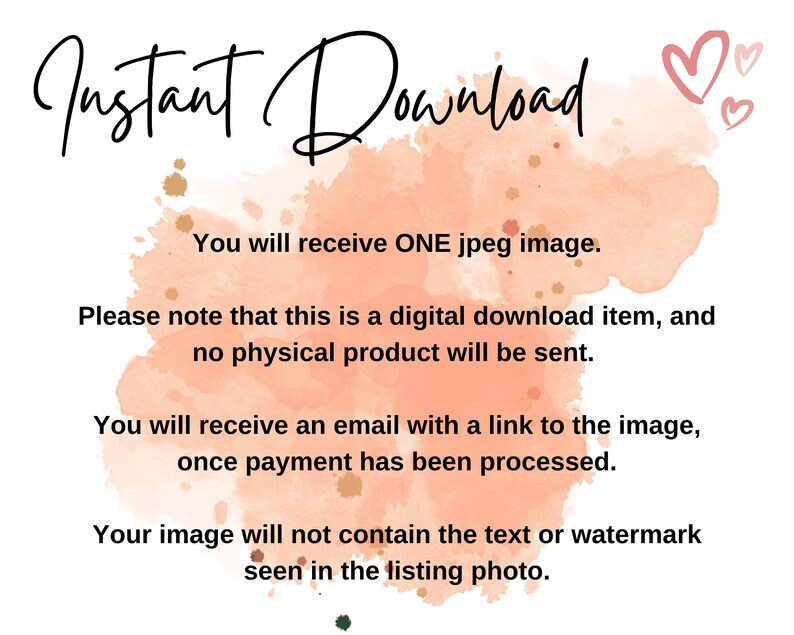 K&ouml;nnte beinhalten: Grafik f&uuml;r digitalen Download mit den Worten "Sofort-Download" in eleganter Schrift. Das Bild enth&auml;lt Text, der besagt, dass es sich um einen digitalen Download handelt, und Sie erhalten nach der Zahlung ein JPEG-Bild per E-Mail.