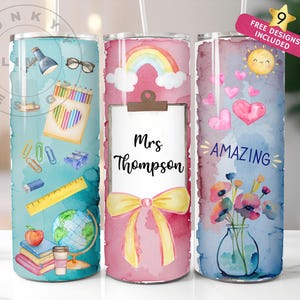 Customizable Teacher Appreciation Gift 20 oz Skinny Tumbler Sublimation Design Digital Download PNG Instant DIGITAL, Teacher Tumbler Wrap