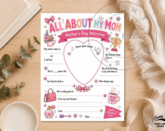 All About My Mom, All About My Mama Printable, Mother’s Day Interview, Mom Keepsake Gift, Mom Questionnaire, Digital Download