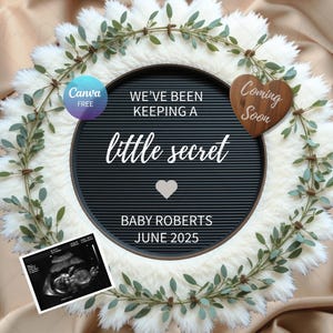 Digital Pregnancy Announcement for Social Media, Editable Letter Board Pregnancy Announcement, Gender Neutral Announcement, Instant Download