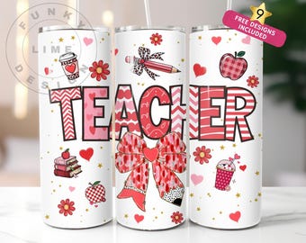 Teacher 20 oz Skinny Tumbler, Teacher Tumbler Sublimation Design, Teacher Appreciation, Teacher Wrap, Teacher Life PNG Instant Download
