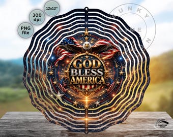 God Bless America PNG, Garden Wind Spinner Sublimation (Digital Download)