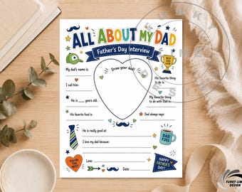 All About My Dad, All About My Papa Printable, Father’s Day Interview, Dad Keepsake Gift, Dad Questionnaire, Digital Download